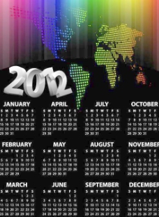 2012新年黑底日历设计矢量素材