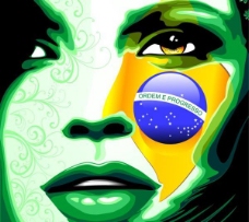 巴西世界杯人脸海报矢量图  AI