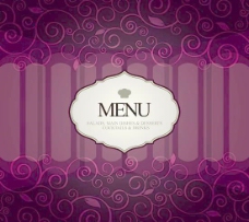 紫色花纹菜谱封面矢量素材