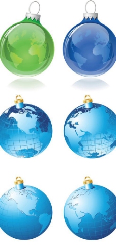 圣诞节地球模型吊球矢量素材