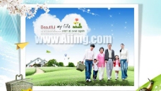 相框里的幸福家庭韩国PSD素材