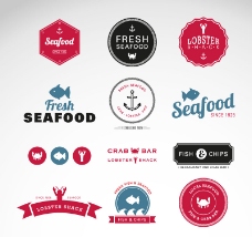 食材海鲜创意海鲜食品标签矢量素材