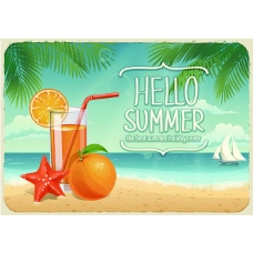 橙汁海报夏日沙滩海报