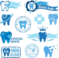 牙齿健康标签标志矢量素材