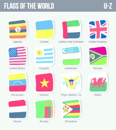 世界国旗贴纸设计矢量集13