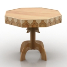 厚的八角形的木桌子