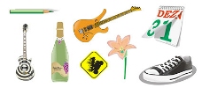 铅笔，吉他，鲜花，日历，鞋矢量素材