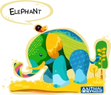 卡通彩绘儿童插画动物大象
