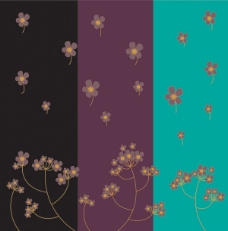 三色花朵背景矢量素材
