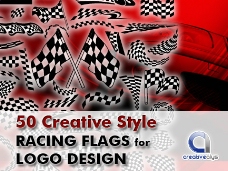 50创意风格的赛车的旗帜标志设计