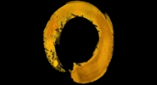 黄色圆圈水彩画框特效