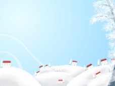 爱上雪上的小房子卡通背景