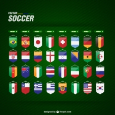 世界国旗世界杯32强国旗矢量素材