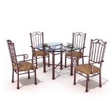 餐桌组合40餐馆餐厅桌椅组合3DMAX模型素材带材质