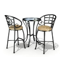 餐桌组合8餐馆餐厅桌椅组合3DMAX模型素材带材质