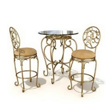 餐桌组合3餐馆餐厅桌椅组合3DMAX模型素材带材质