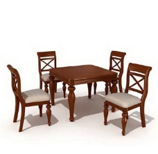 餐桌组合29餐馆餐厅桌椅组合3DMAX模型素材带材质