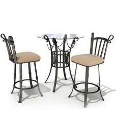 餐桌组合59餐馆餐厅桌椅组合3DMAX模型素材带材质