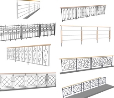 室外模型栏杆栅栏3d素材室外设计34