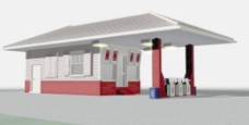 3D加油站室外模型加油站3d素材3d模型2