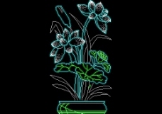 植物盆景花卉CAD饰物陈设图纸素材2
