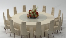 餐桌组合3D15人餐桌椅组合模型