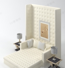 背景3D卧室床模型
