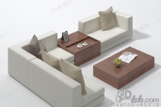 咖啡杯3D沙发茶几组合模型