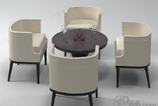 咖啡杯3D桌椅组合模型