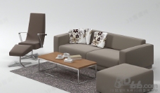 沙发组合3D沙发茶几组合模型