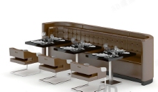 餐桌组合3D现代餐桌椅组合模型
