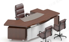 办公桌模型3D办公桌椅组合模型