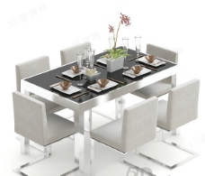 餐桌组合3D餐桌椅组合模型