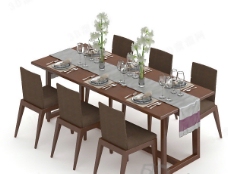 餐桌组合3D餐桌椅组合模型