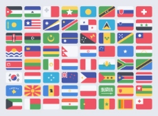世界国旗195个世界杯扁平化国旗图标