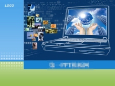 蓝色科技背景电脑PPT背景图片