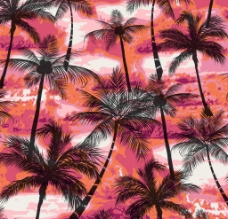 欧式花纹背景椰树风数码印花图片