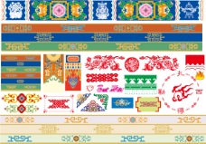 牡丹藏族纹饰花纹设计矢量素材
