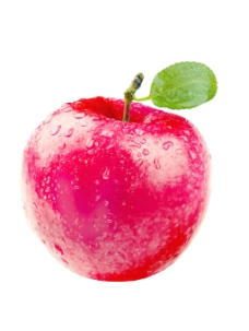 水滴叶和水红苹果滴纯白色隔离