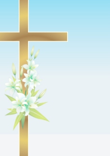 十字花十字架与花