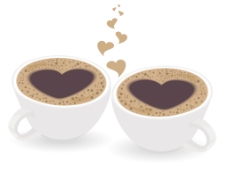 咖啡杯杯心形状的图像在咖啡孤立白色背景