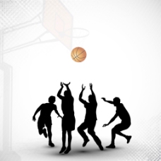 silthouettes一个篮球运动员在篮球赛上抽象蹩脚的篮球场背景