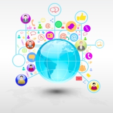 社会化网络通信随着全球网络的10字的EPS矢量插图