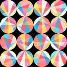 饰角圆形和三角形的彩色圆圈无缝碎花图案的抽象图案鲜艳的几何无缝模板圆形复古手绘圆矢量几何图案装饰