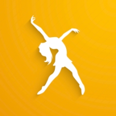 纸舞音乐舞蹈晚会背景海报或标语纸剪出的橙色背景上的一个跳舞的女孩设计