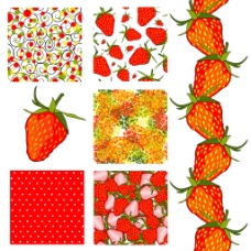 草莓和草莓花纹