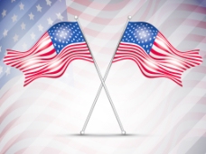 两个美国国旗挥舞国旗的4independance无缝背景七月日和其他场合