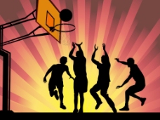 篮球运动员的发光波背景eps10插画矢量剪影