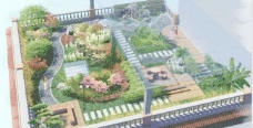 别墅屋顶花园景观效果图