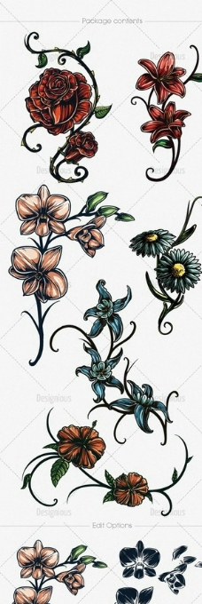 鲜花花朵 纹身图案图片